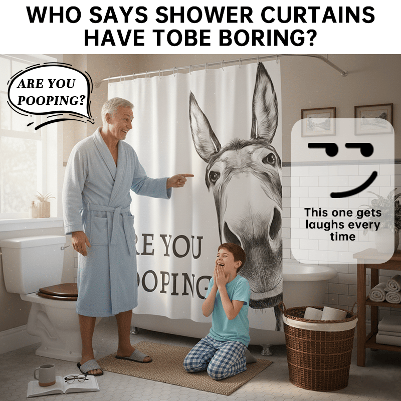 "Are You Pooping?" Donkey Shower Curtain
